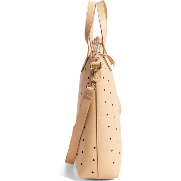 Madewell Light Tan Leather Mini Perforated Transport Tote Bag Hangbag Purse NWT - Picture 6 of 10